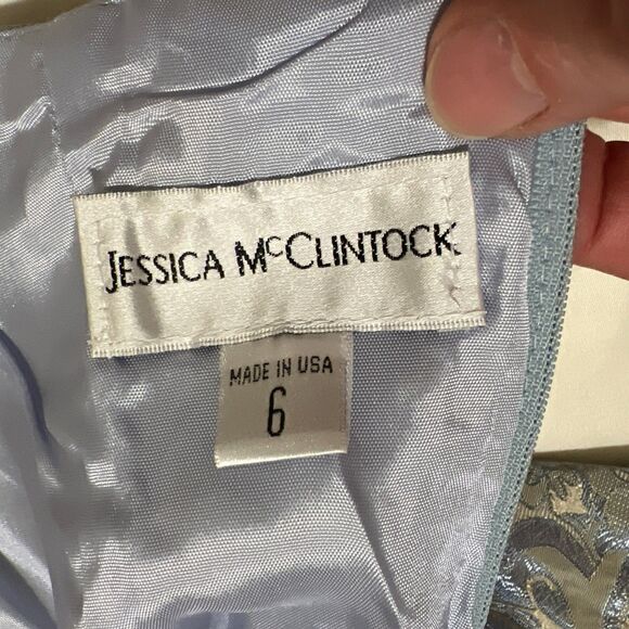 NWT Jessica McClintock Dress Y2K VTG Womens 6 Blue Strapless Fit & Flare Midi - Picture 2 of 15